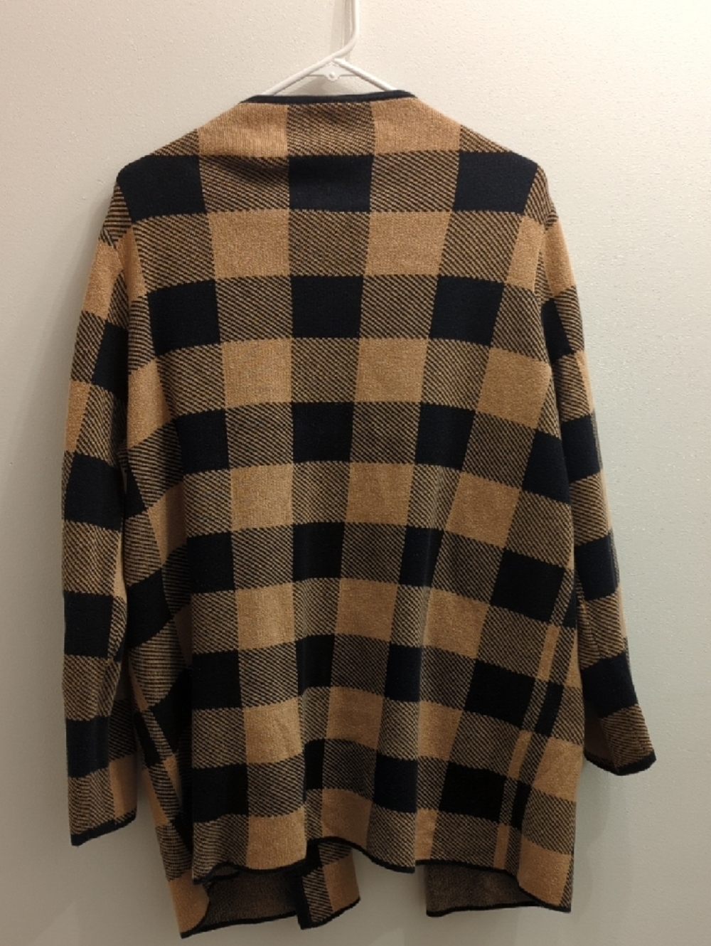 J. Crew Tan & Black Buffalo Plaid Open Front Cardigan (Women's XXL) - Picture 3 of 5